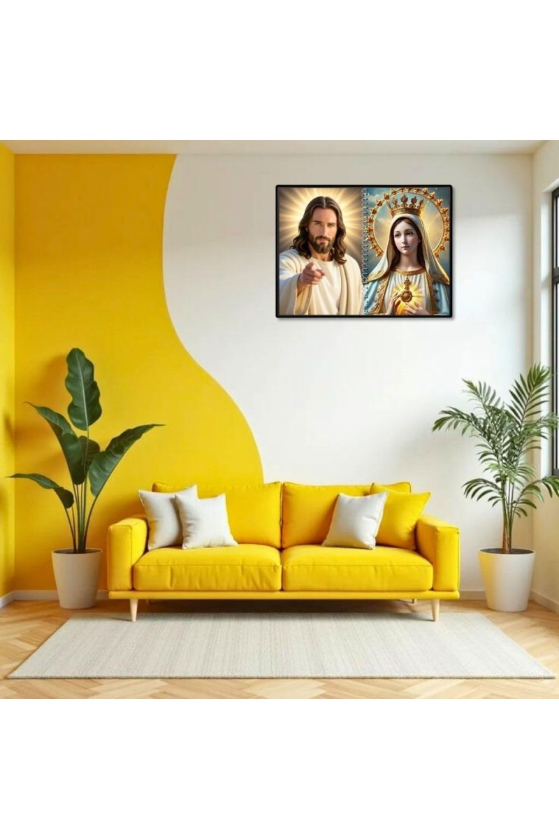 Esus Christ - Blessed Virgin Mary Laminated Photo - 13x15 Inches, Divine Blessings For Home & Office And Temple Decoration (F16430)