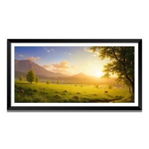 Nature Landscape Floating Frame Scenery Digital Print - (I5825) - 18x36 inch Modern Nature Wall Art for Living Room, Bedroom, Office, Hotels, Drawing Room