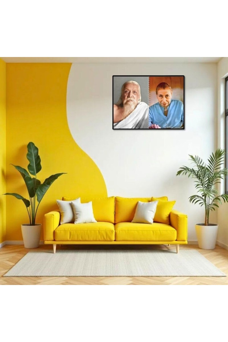 Sri Aurobindo & Mira Alfassa Laminated Photo - 5x7 Inches, Divine Blessings For Home & Office And Temple Decoration (F16304)