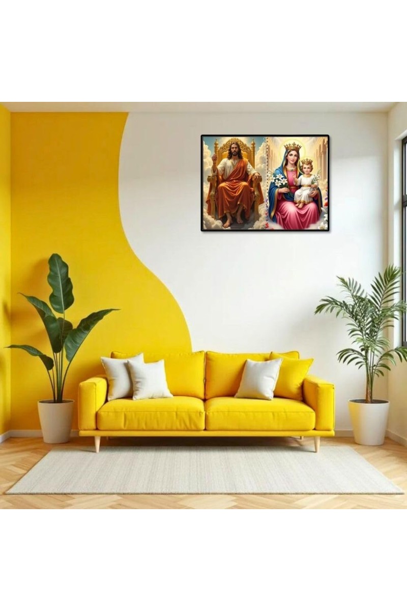 Jesus Christ-Our Lady Of Velankanni Laminated Photo - 7x9 Inches, Divine Blessings For Home & Office And Temple Decoration (F16371)