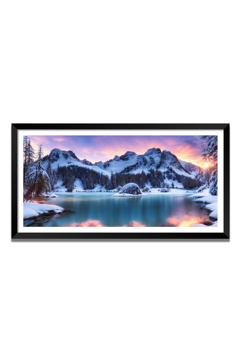 Nature Landscape Floating Frame Scenery Digital Print - (I5630) - 24x36 inch Modern Nature Wall Art for Living Room, Bedroom, Office, Hotels, Drawing Room