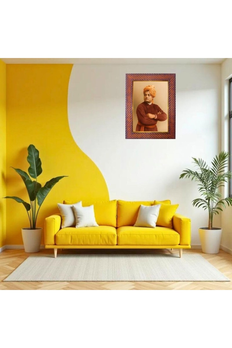 Swami Vivekananda Photo Frame 10x14 Inch Religious Wall & Table Decor Frame | Swami Vivekananda Spiritual Photo Frame For Home, Temple & Office | Decorative Hindu God & Goddess Frame (Pack Of 1) (