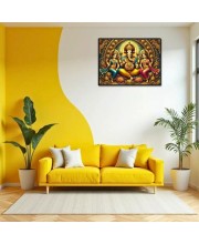 Lord Ganesha Maa Laxmi Sarswati Laminated Photo - 7x9 Inches, Divine Blessings For Home & Office And Temple Decoration (F16129)