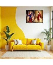Jesus Christ-Virgin Mary Laminated Photo - 7x9 Inches, Divine Blessings For Home & Office And Temple Decoration (F16395)