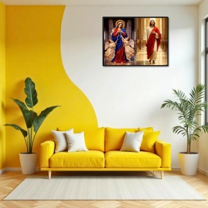 Jesus Christ-Virgin Mary Laminated Photo - 7x9 Inches, Divine Blessings For Home & Office And Temple Decoration (F16395)