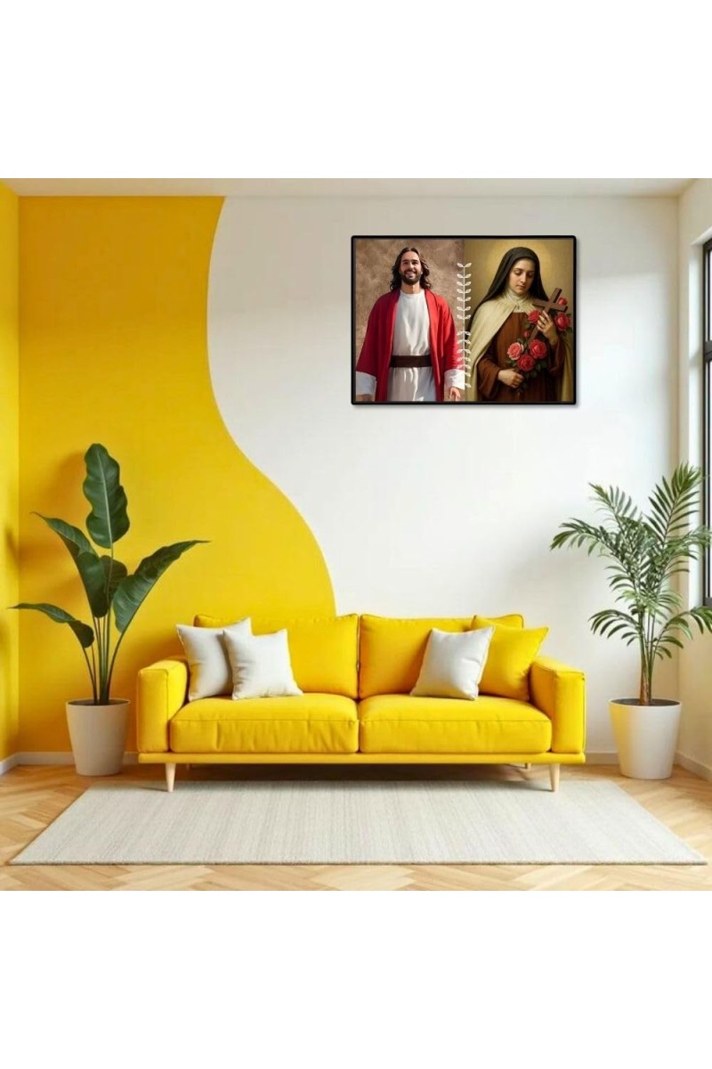 Jesus Christ-St. Therese Of Lisieux Laminated Photo - 7x9 Inches, Divine Blessings For Home & Office And Temple Decoration (F16253)