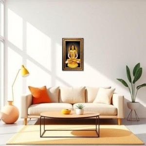 Mahavatar Babaji Digital Golden Balck Color Photo Frame | Hindu Religious Wall Decor | 10x16 Inches - Inspirational Wall Art For Office, Home Decor - Ideal Spiritual Gift (F16642)