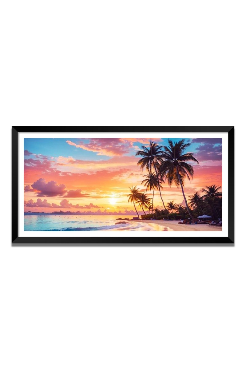 Nature Landscape Floating Frame Scenery Digital Print - (I5747) - 18x36 inch Modern Nature Wall Art for Living Room, Bedroom, Office, Hotels, Drawing Room