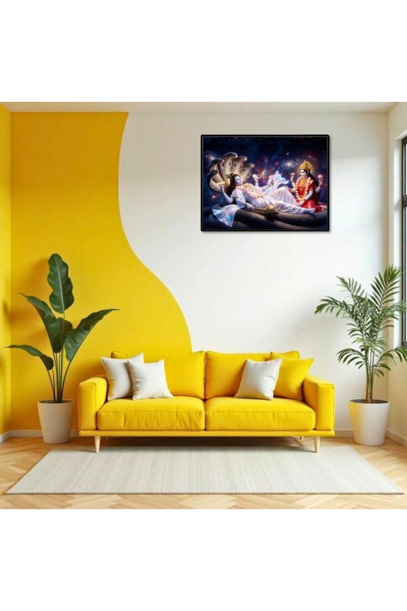 Lord Vishnu Laminated Photo - 7x9 Inches, Divine Blessings For Home & Office And Temple Decoration (F16095)