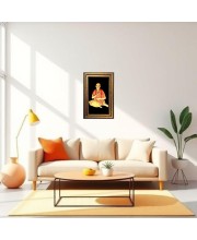 Sri Chaitanya Mahaprabhu Digital Golden Balck Color Photo Frame | Hindu Religious Wall Decor | 16x22 Inches - Inspirational Wall Art For Office, Home Decor - Ideal Spiritual Gift (F16696)