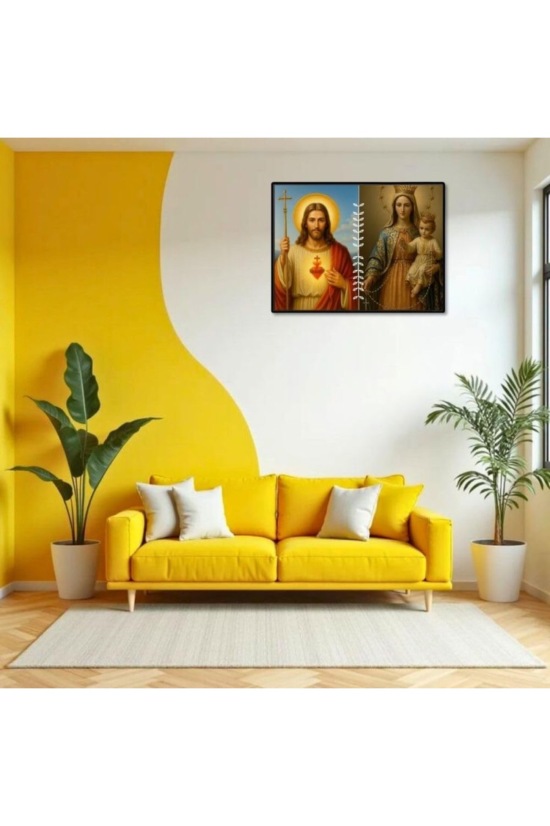 Jesus Lady Of FatimaLaminated Photo - 5x7 Inches, Divine Blessings For Home & Office And Temple Decoration (F16219)
