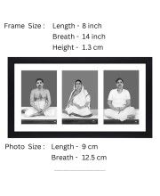 Sri Sri Anukul Thakur, Boroma, and Barada - Three Black and White Photos in One Frame | Spiritual Devotional Wall Art | Photos for puja room, wall and table top