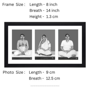 Sri Sri Anukul Thakur, Boroma, and Barada - Three Black and White Photos in One Frame | Spiritual Devotional Wall Art | Photos for puja room, wall and table top