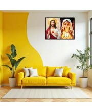 Jesus Christ-Our Lady Of Rosary Laminated Photo - 7x9 Inches, Divine Blessings For Home & Office And Temple Decoration (F16281)