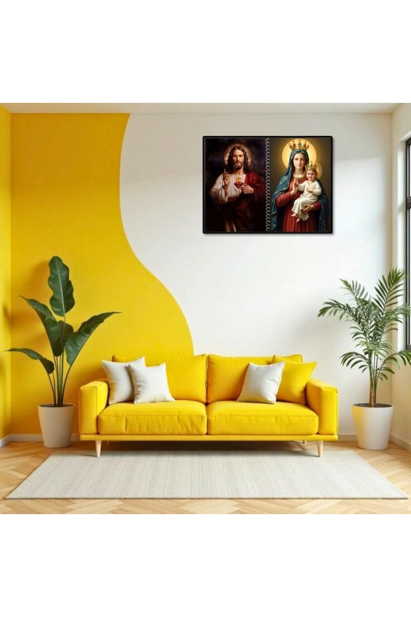 Jesus Christ-Mother Mary Laminated Photo - 7x9 Inches, Divine Blessings For Home & Office And Temple Decoration (F16417)