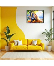 Lord RadhaKrishna Laminated Photo - 11x13 Inches, Divine Blessings For Home & Office And Temple Decoration (F16085)