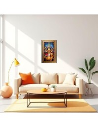 Goddess Durga Digital Golden Balck Color Photo Frame | Hindu Religious Wall Decor | 12x18 Inches - Inspirational Wall Art For Office, Home Decor - Ideal Spiritual Gift (F16906)