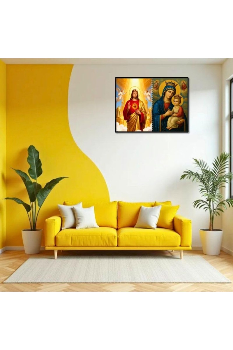 Jesus Christ-Our Lady Of Perpetual Help Laminated Photo - 7x9 Inches, Divine Blessings For Home & Office And Temple Decoration (F16369)