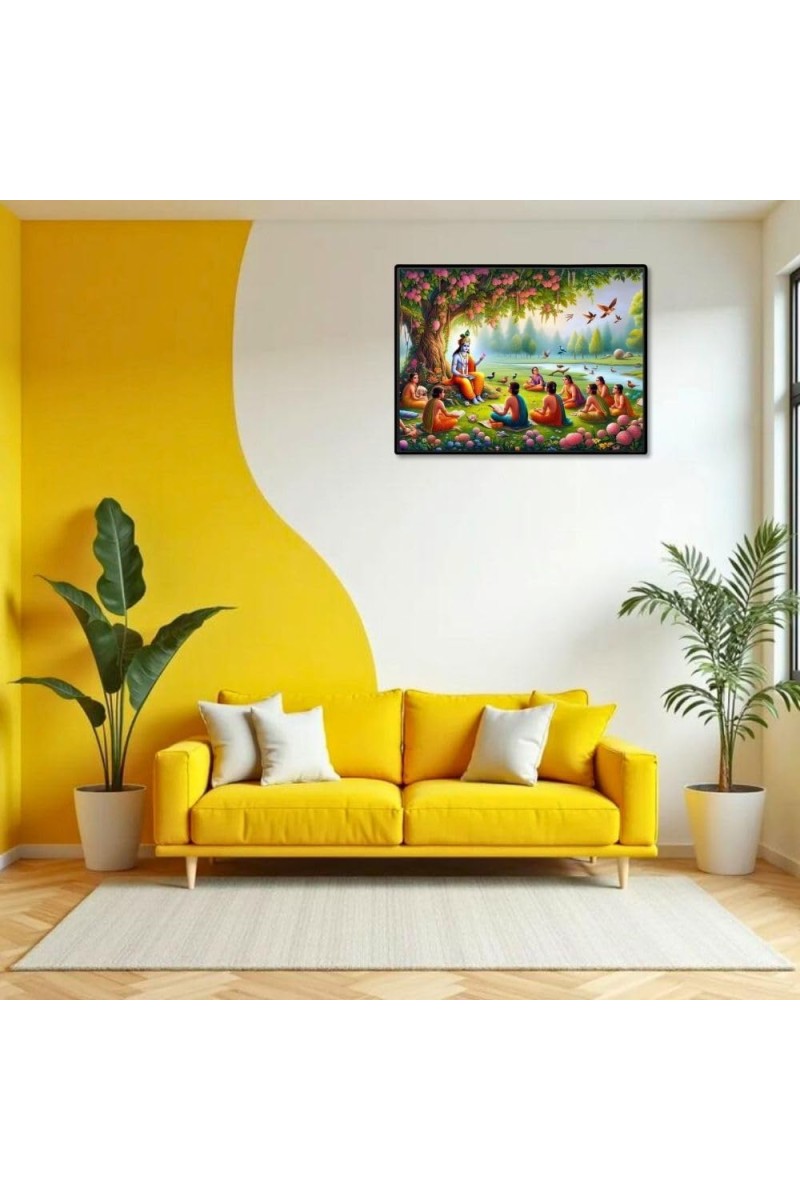 Lord Krishna Laminated Photo - 9x11 Inches, Divine Blessings For Home & Office And Temple Decoration (F16065)