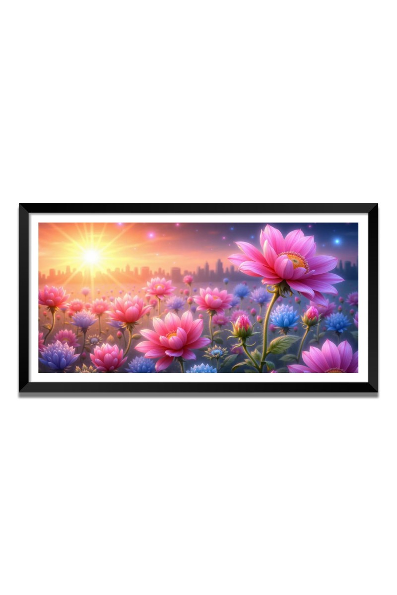 Nature Landscape Floating Frame Scenery Digital Print - (I5736) - 24x36 inch Modern Nature Wall Art for Living Room, Bedroom, Office, Hotels, Drawing Room