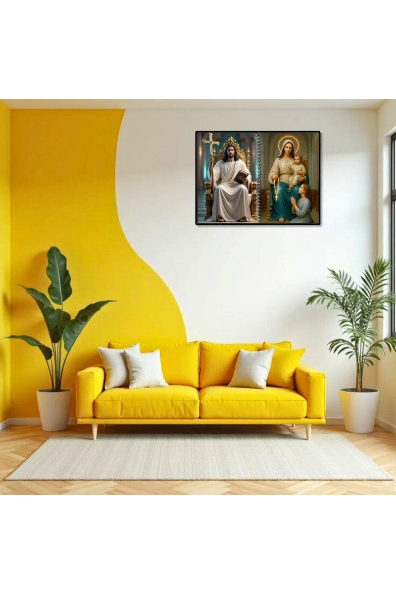 Jesus Christ-Our Lady Of Velankanni Laminated Photo - 7x9 Inches, Divine Blessings For Home & Office And Temple Decoration (F16373)