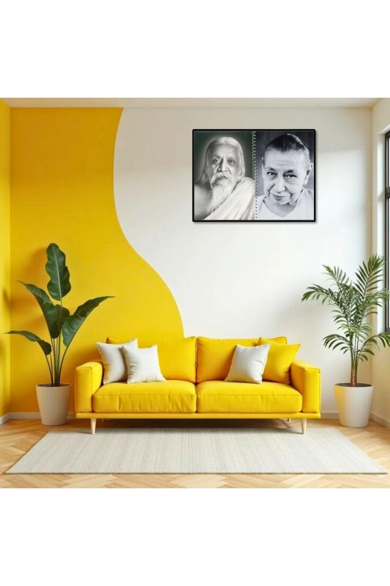 Sri Aurobindo & Mira Alfassa Laminated Photo - 5x7 Inches, Divine Blessings For Home & Office And Temple Decoration (F16306)
