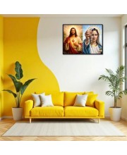 Jesus Christ-Our Lady Of Rosary Laminated Photo - 7x9 Inches, Divine Blessings For Home & Office And Temple Decoration (F16280)
