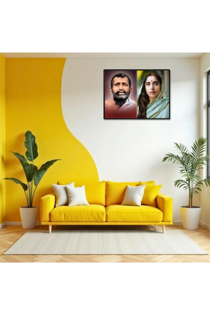 Swami Ramakrishna & Maa Sarada Devi Laminated Photo - 7x9 Inches, Divine Blessings For Home & Office And Temple Decoration (F16318)