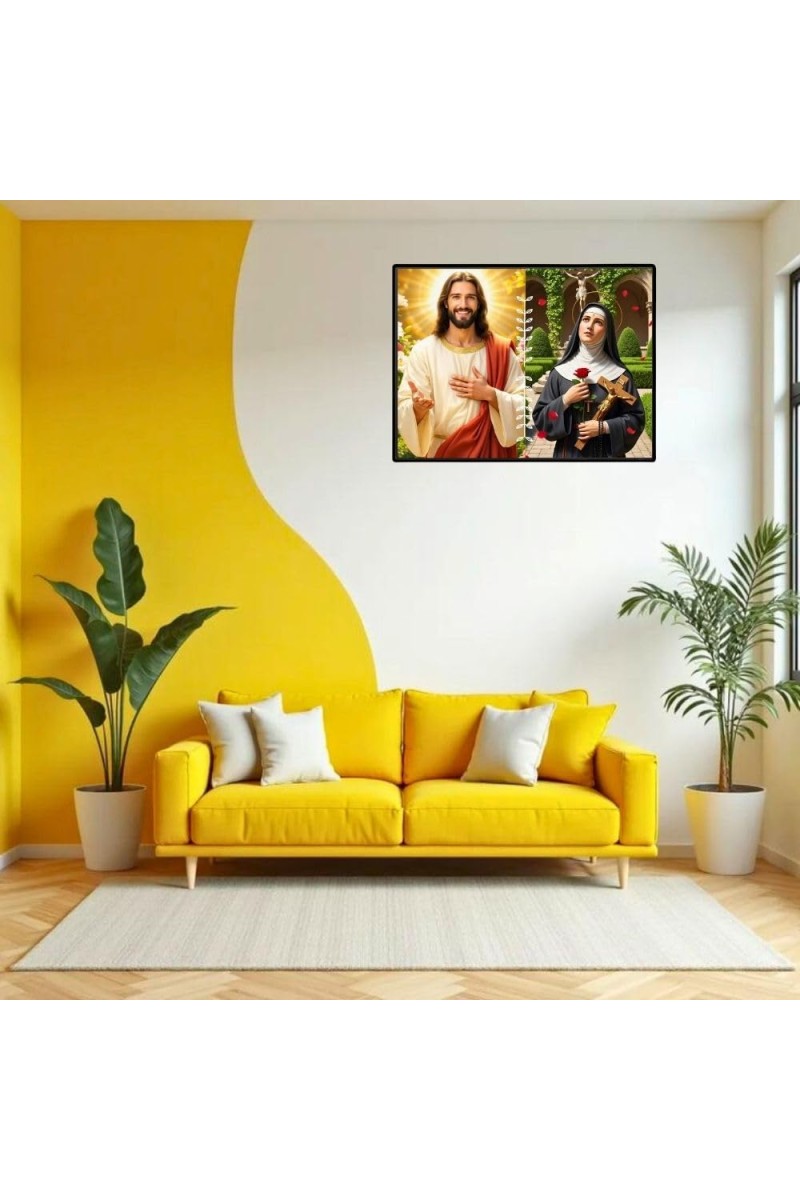 Jesus Christ-St. Therese Of Lisieux Laminated Photo - 7x9 Inches, Divine Blessings For Home & Office And Temple Decoration (F16248)