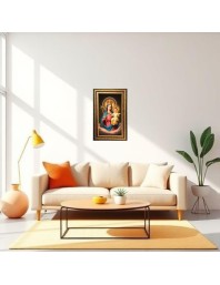 Lord Jesus Digital Golden Balck Color Photo Frame | Hindu Religious Wall Decor | 12x18 Inches - Inspirational Wall Art For Office, Home Decor - Ideal Spiritual Gift (F16768)