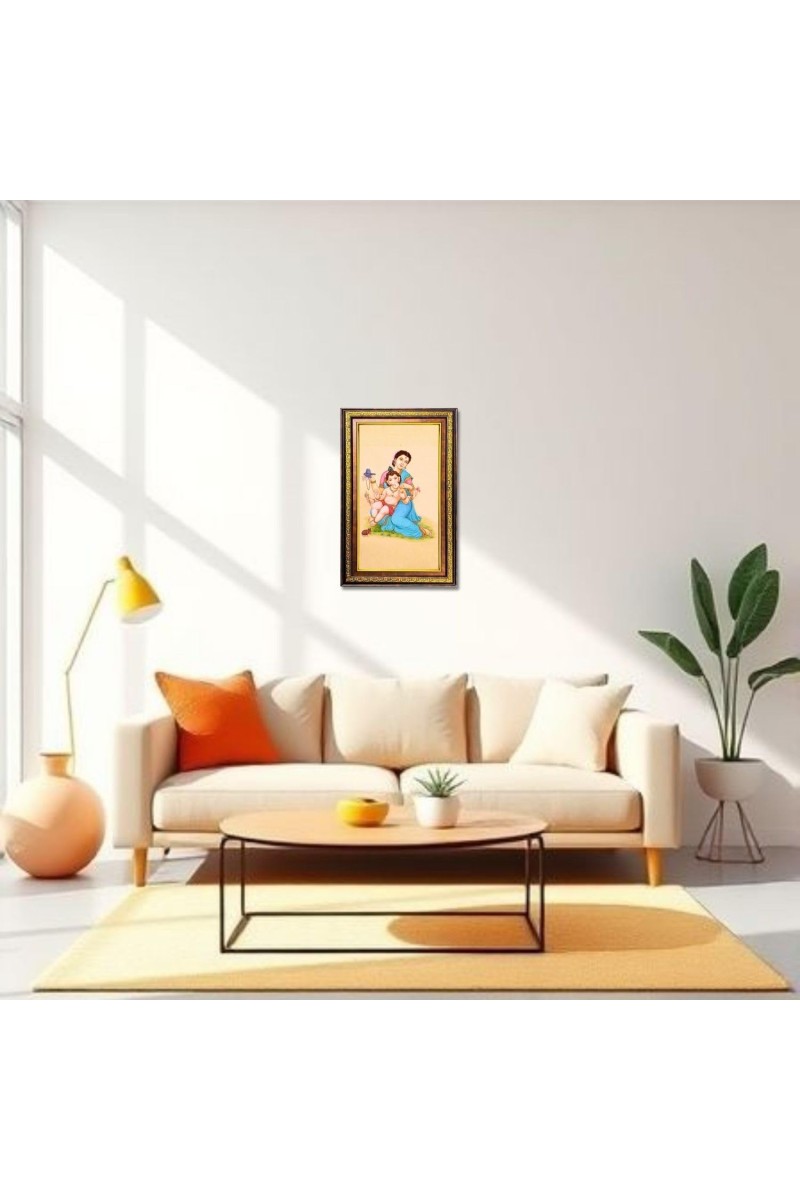 Goddess Parvathi With Ganesha Digital Golden Balck Color Photo Frame | Hindu Religious Wall Decor | 10x16 Inches - Inspirational Wall Art For Office, Home Decor - Ideal Spiritual Gift (F16887)