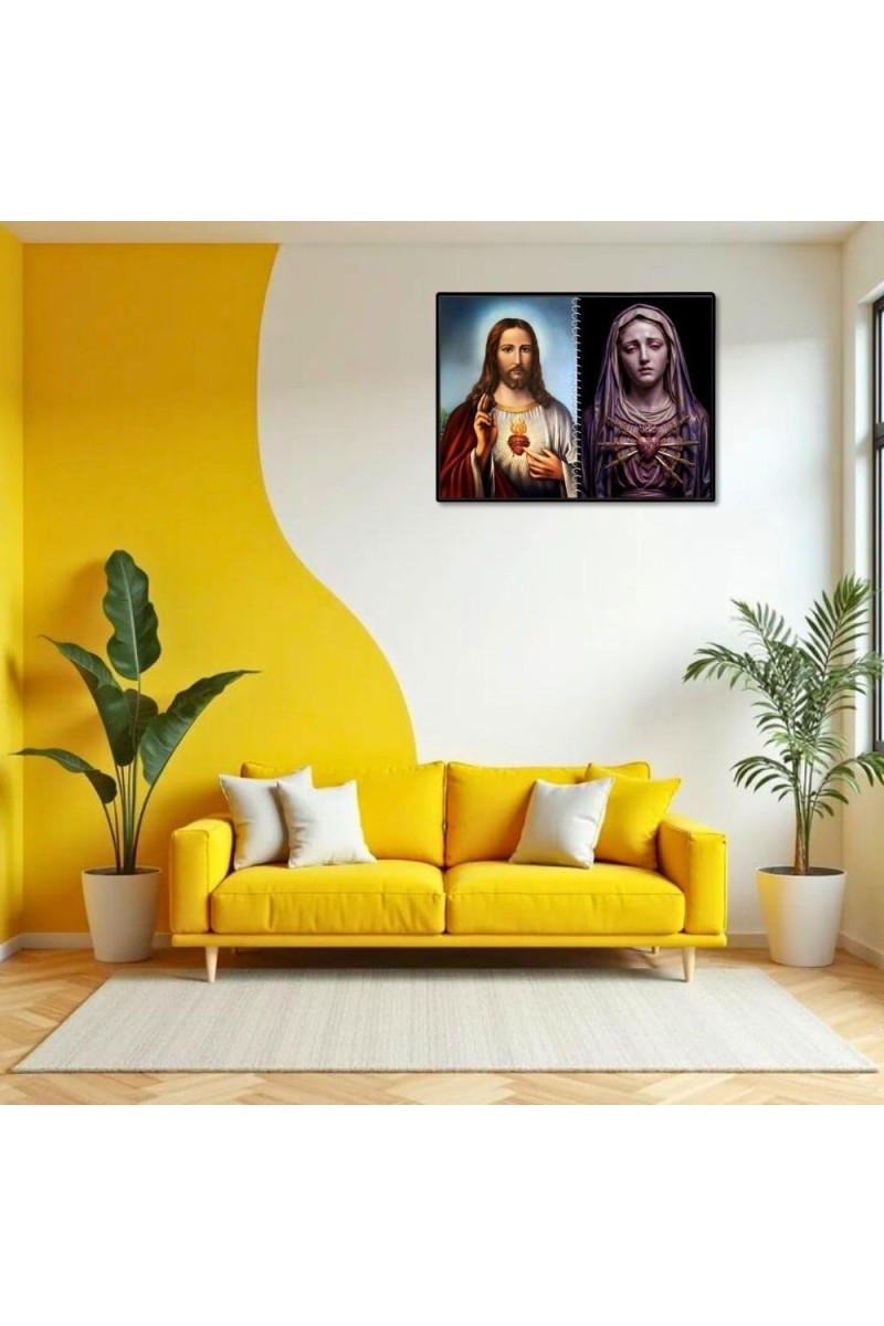 Jesus Christ-Our Lady Of Sorrows Laminated Photo - 7x9 Inches, Divine Blessings For Home & Office And Temple Decoration (F16336)