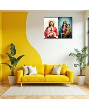 Jesus Christ-Mother Mary Laminated Photo - 7x9 Inches, Divine Blessings For Home & Office And Temple Decoration (F16256)