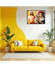 Jesus Christ-St. Therese Of Lisieux Laminated Photo - 7x9 Inches, Divine Blessings For Home & Office And Temple Decoration (F16246)