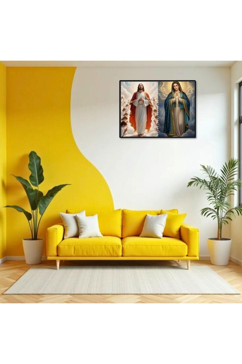 Jesus Christ-Our Lady Of Grace Laminated Photo - 7x9 Inches, Divine Blessings For Home & Office And Temple Decoration (F16427)