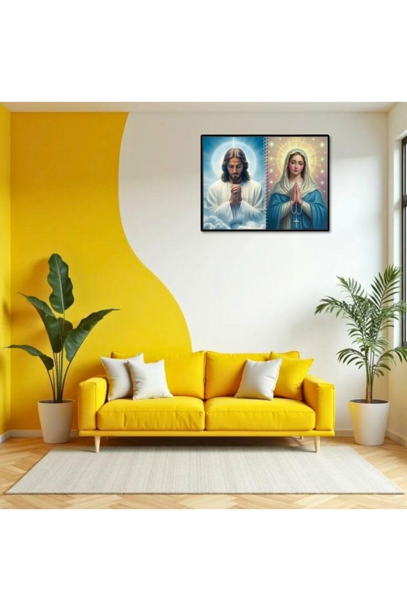 Jesus Christ-Our Lady Of Grace Laminated Photo - 7x9 Inches, Divine Blessings For Home & Office And Temple Decoration (F16425)