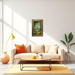 Lord Shiva Digital Golden Balck Color Photo Frame | Hindu Religious Wall Decor | 18x24 Inches - Inspirational Wall Art For Office, Home Decor - Ideal Spiritual Gift (F16545)