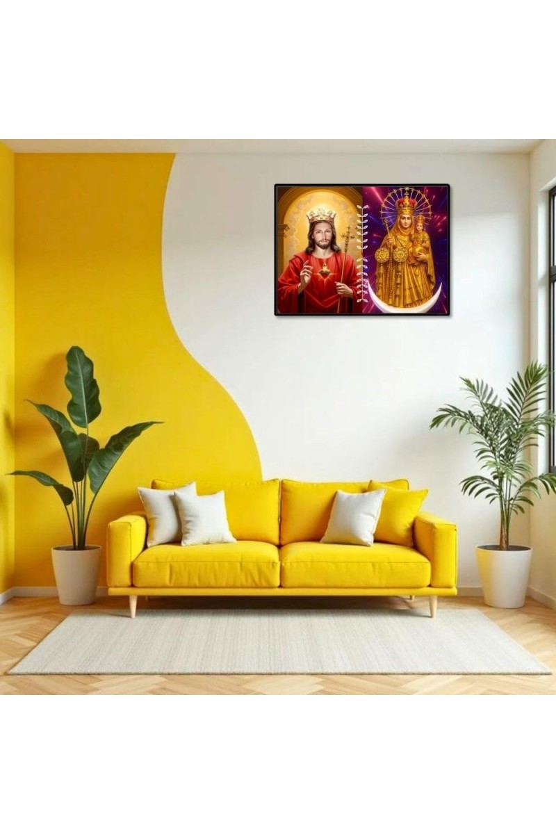 Jesus Lady Of Velankanni Laminated Photo - 9x11 Inches, Divine Blessings For Home & Office And Temple Decoration (F16204)