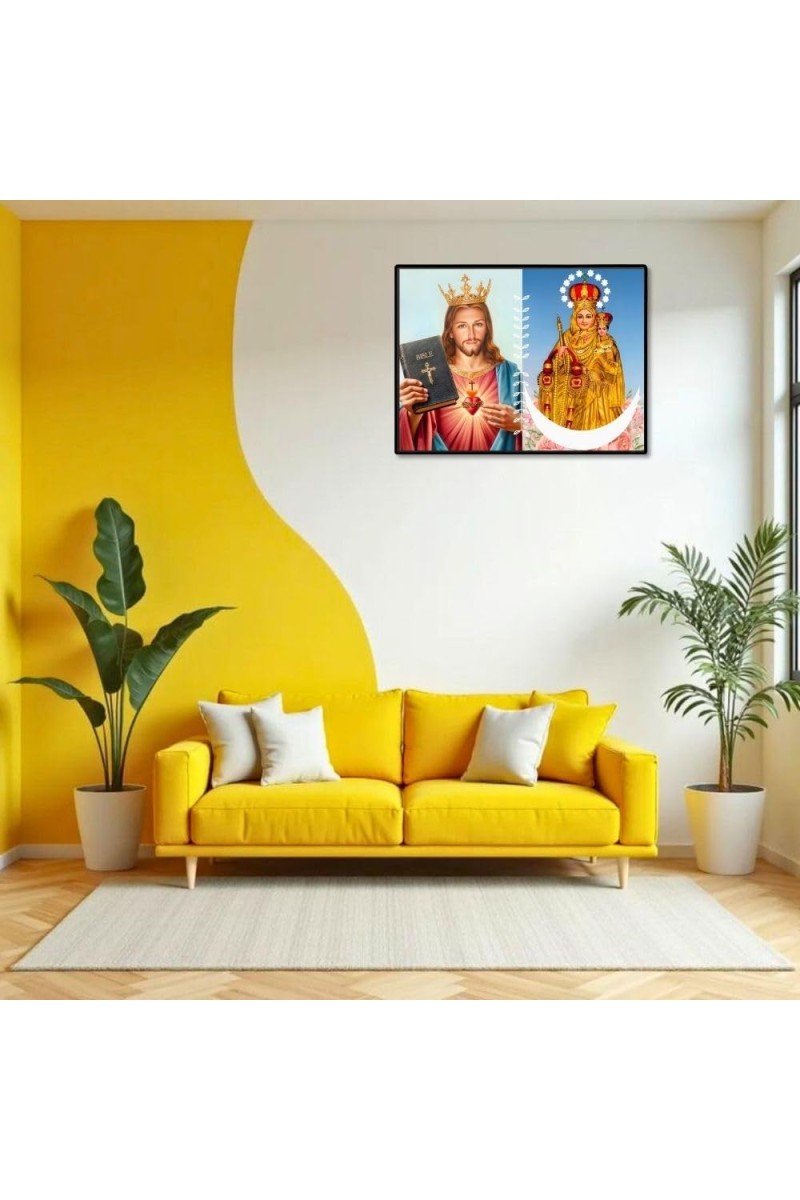 Jesus Lady Of Velankanni Laminated Photo - 9x11 Inches, Divine Blessings For Home & Office And Temple Decoration (F16205)