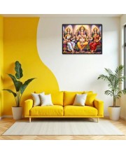 Lord Ganesha Maa Laxmi Sarswati Laminated Photo - 7x9 Inches, Divine Blessings For Home & Office And Temple Decoration (F16145)