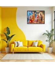 Lord RamSiya Laminated Photo - 7x9 Inches, Divine Blessings For Home & Office And Temple Decoration (F16094)