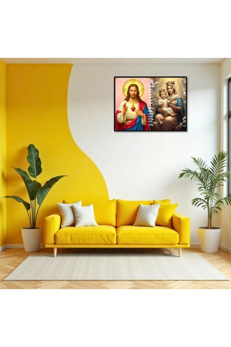 Jesus Christ-Our Lady Of Perpetual Help Laminated Photo - 7x9 Inches, Divine Blessings For Home & Office And Temple Decoration (F16259)