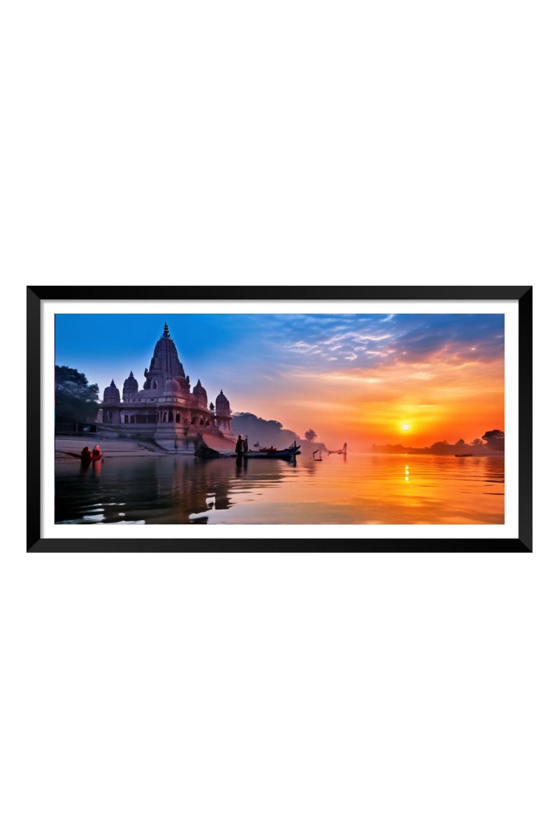Nature Landscape Floating Frame Scenery Digital Print - (I5882) - 24x48 inch Modern Nature Wall Art for Living Room, Bedroom, Office, Hotels, Drawing Room
