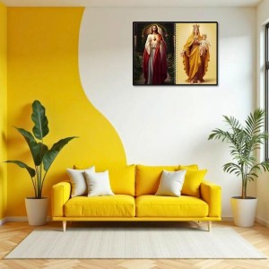 Jesus Christ-Virgin Mary Laminated Photo - 7x9 Inches, Divine Blessings For Home & Office And Temple Decoration (F16389)