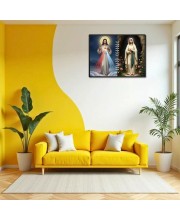 Jesus Christ-Our Lady Of Grace Laminated Photo - 7x9 Inches, Divine Blessings For Home & Office And Temple Decoration (F16290)