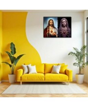 Jesus And Immaculate Heart Of Mary Laminated Photo - 9x11 Inches, Divine Blessings For Home & Office And Temple Decoration (F16181)