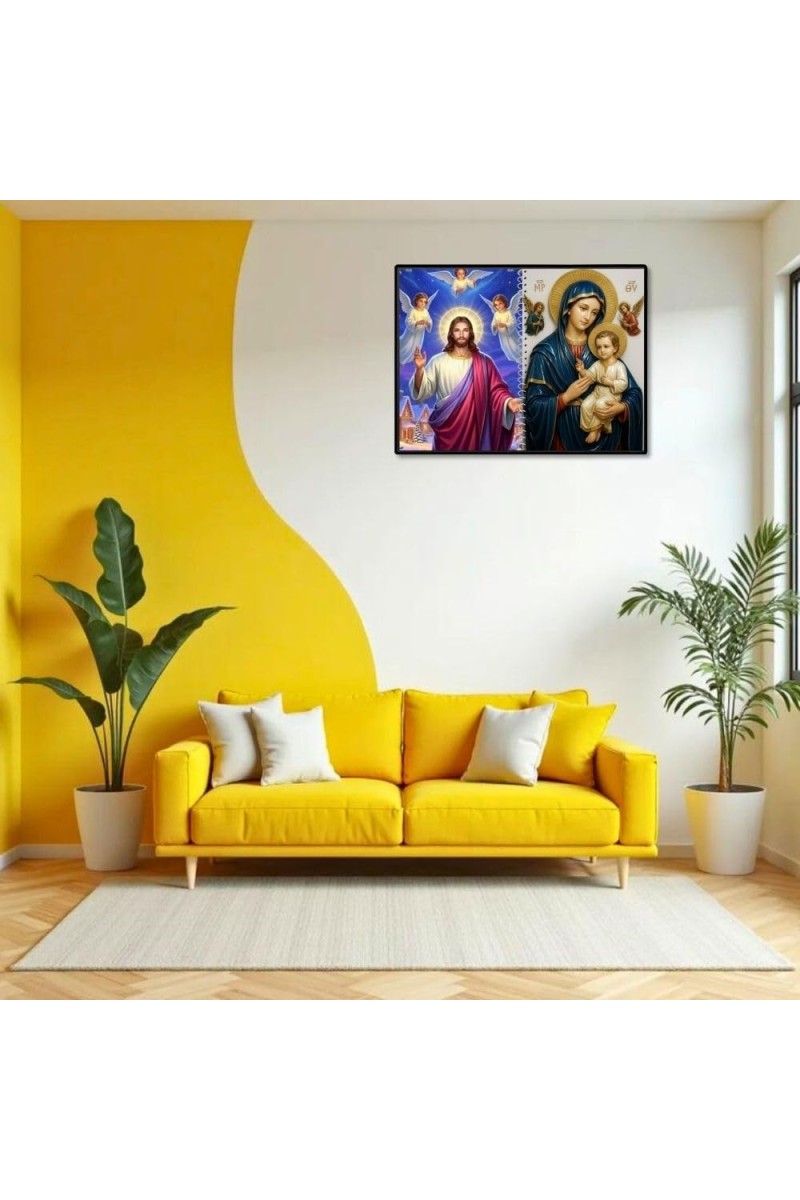 Jesus Christ-Our Lady Of Perpetual Help Laminated Photo - 7x9 Inches, Divine Blessings For Home & Office And Temple Decoration (F16367)