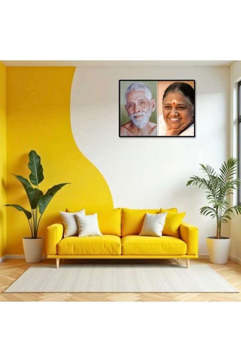 Sri Ramana Maharshi & Mother (Ammal) Laminated Photo - 5x7 Inches, Divine Blessings For Home & Office And Temple Decoration (F16314)