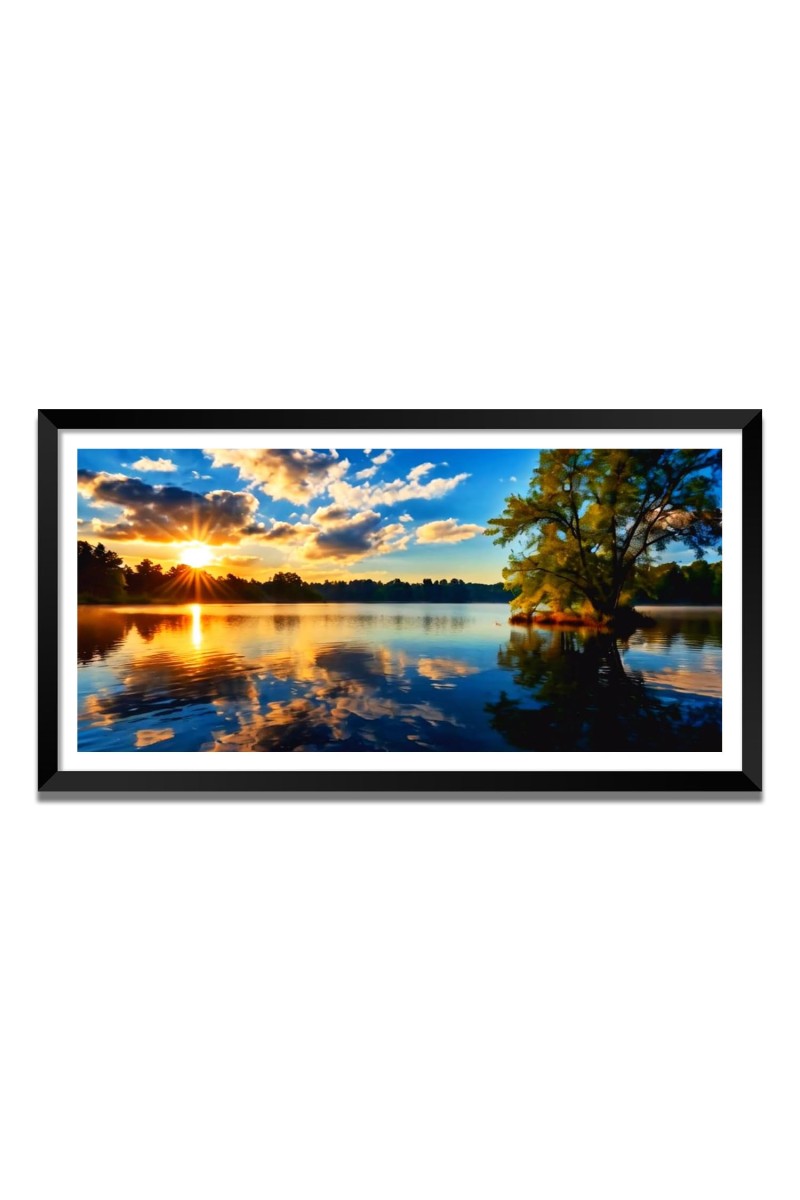 Nature Landscape Floating Frame Scenery Digital Print - (I5678) - 24x36 inch Modern Nature Wall Art for Living Room, Bedroom, Office, Hotels, Drawing Room