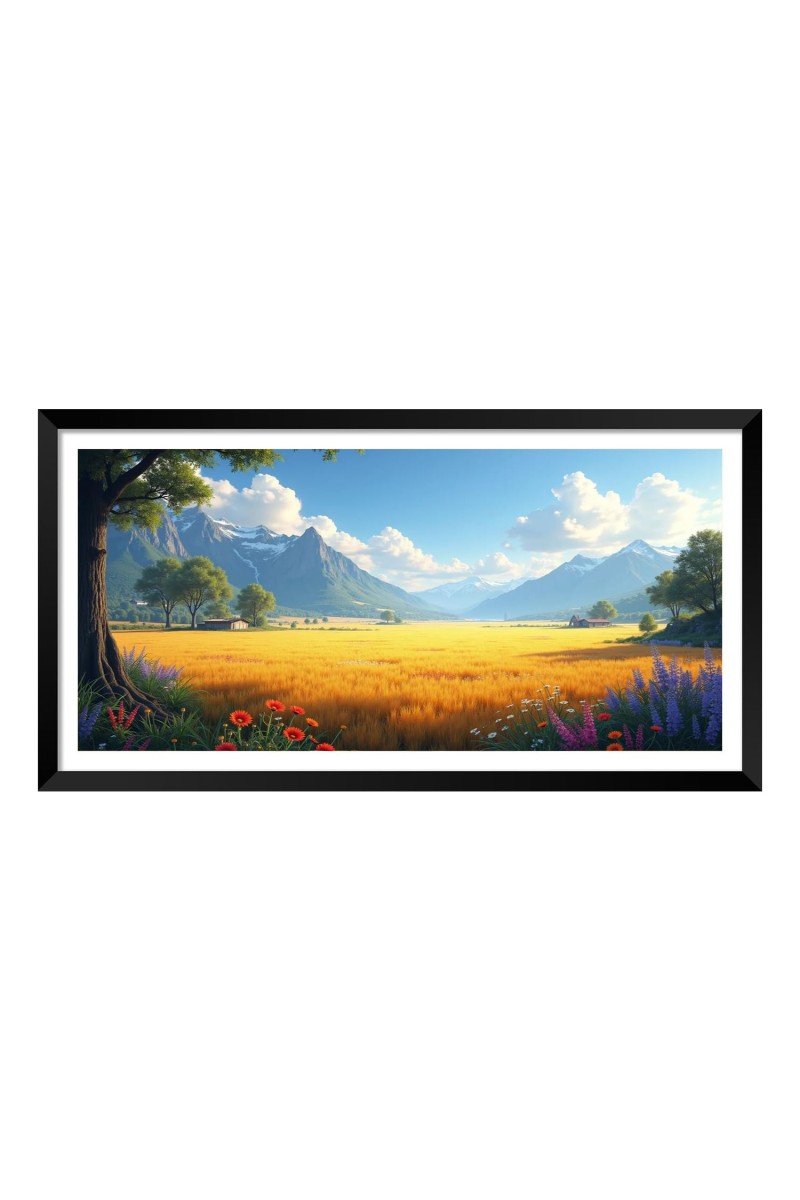 Nature Landscape Floating Frame Scenery Digital Print - (I5901) - 24x36 inch Modern Nature Wall Art for Living Room, Bedroom, Office, Hotels, Drawing Room